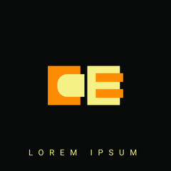 Modern creative shaped CE, EC, C, E logo. Initial Logo Designs Templete with Black Background. Vector Illustration