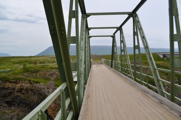 Bridge for walkers above the river Skjalfandafljot, Iceland
