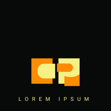 Modern creative shaped CP, PC, C, P logo. Initial Logo Designs Templete with Black Background. Vector Illustration