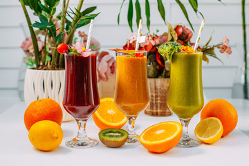 freshly smoothie with fruits and vegetables, healthy eating