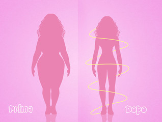 Fototapeta na wymiar girl before and after diet
