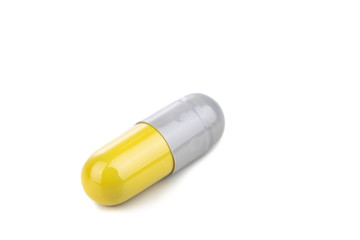 Close-up of medicine in capsule format on white background