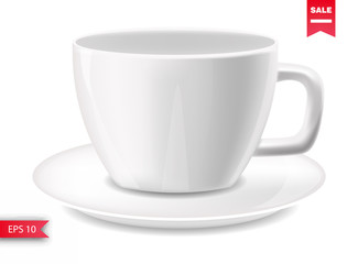 White cup isolated realistic, package, coffee cup, white background