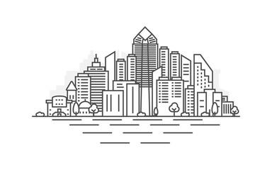 San Diego city, California architecture line skyline illustration. Linear vector cityscape with famous landmarks, city sights, design icons. Landscape with editable strokes. - obrazy, fototapety, plakaty
