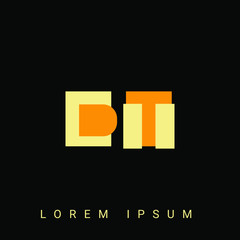 Modern creative shaped DT, TD, D, T logo. Initial Logo Designs Templete with Black Background. Vector Illustration