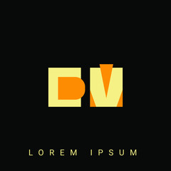 Modern creative shaped DV, VD, D, V logo. Initial Logo Designs Templete with Black Background. Vector Illustration