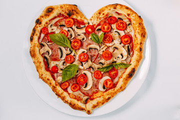 heart shaped pizza for valentines day. St. Valentine's Day