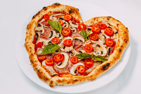 heart shaped pizza for valentines day. St. Valentine's Day