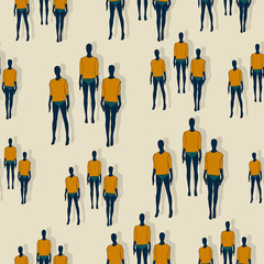 Slim female clothing mannequins vector seamless pattern