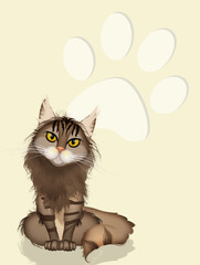 illustration of longhair cat
