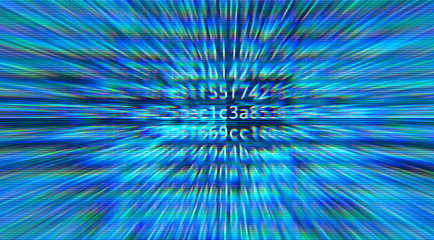 Digital code on a dark blue background - image related to computers and information technology.