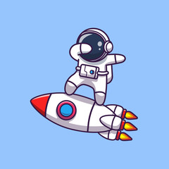 Astronaut Dabbing On Rocket Vector Icon Illustration. Spaceman Mascot Cartoon Character. Science Icon Concept Isolated. Flat Cartoon Style Suitable for Web Landing Page, Banner, Flyer, Sticker, Card © catalyststuff