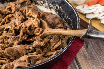 Mexican cuisine.  Carnitas de Res.