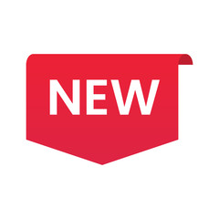 Red badge, labels or sticker, new tag.