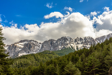 Mountain landscape with clouds (Cadi-Moixero Natural Park, Catalonia, Spain)