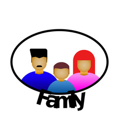 Family : Man Woman and Kid , Group of people , Three persons in cartoon style. icon concept