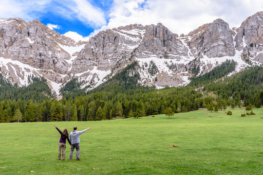 People having good time at the Prat de Cad&iacute; , in the region of Cerdanya (Catalonia, Spain)