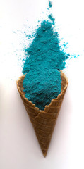Mint natural pigment in waffle, close up