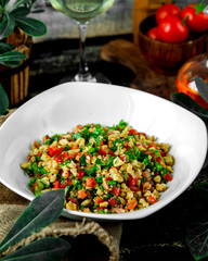 tomato salad with parsley walnut green and red bell pepper