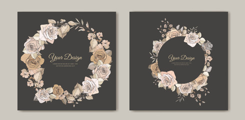 Beautiful floral and leaves wedding card template