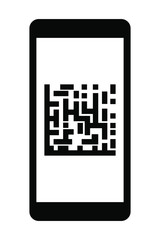 Qr-code sign in phone . Code marking icon (a simplified example) is isolated on a white background. Vector stock illustration