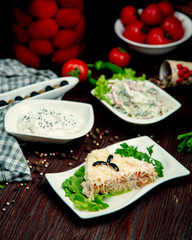 various salads on the table