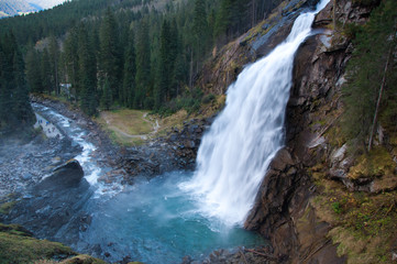 die untere fallstufe der krimmler wasserfälle in krimml pinzgau salzburg, waterfall krimml Salzburg Austria 