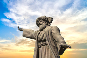 statue of famous Mevlana Rumi, whirling dervish	