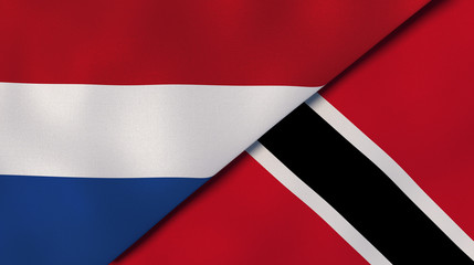 The flags of Netherlands and Trinidad and Tobago. News, reportage, business background. 3d illustration