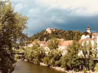 Fototapeta na wymiar view to the clocktower in graz austria
