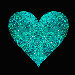 shiny green heart, coral symbol of love and sincere feelings