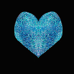 shiny blue heart, coral symbol of love and sincere feelings