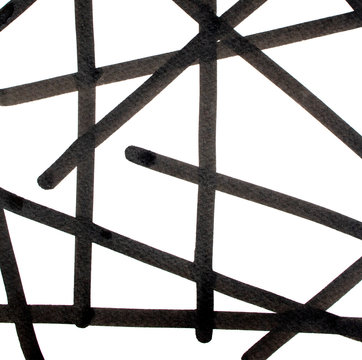Black Thick Paint Lines on White Background