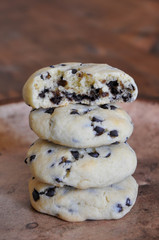 Chocolate cookies on wooden table