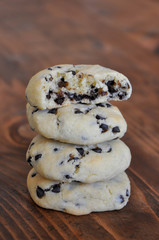 Chocolate cookies on wooden table