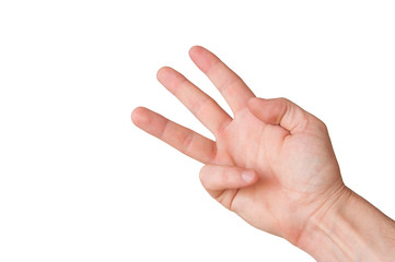 hand showing three fingers. the photo shows the number 3