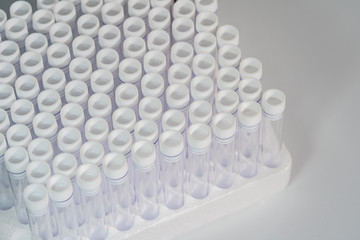 Group of empty blood test tubes in laboratory