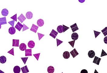 Light Purple vector background with triangles, circles, cubes.