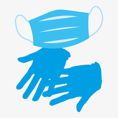 Vector illustration of safety gloves and medical mask.Graphics element.