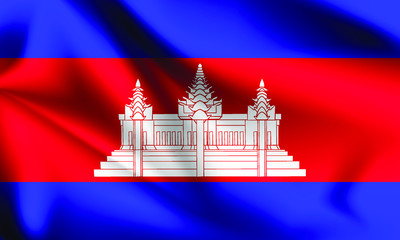 Cambodia flag blowing in the wind. part of a series. Cambodia waving flag.
