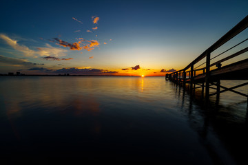 Fototapeta premium Sunset over Choctawhatchee Bay, Village of Baytowne Wharf, Sandestin, Florida