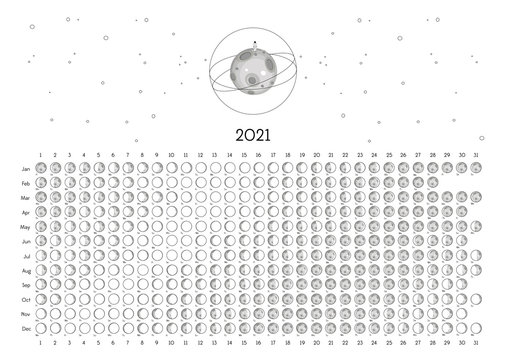 Moon Calendar 2021 Southern Hemisphere white