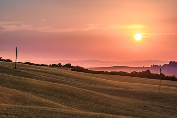 Fototapeta na wymiar Lands of Tuscany in the Province of Siena Italy