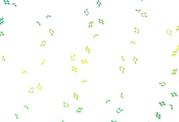 Light Green, Yellow vector texture with musical notes.