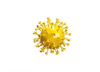 3d high resolution rendering of yellow coronavirus covid19 with isolated background 