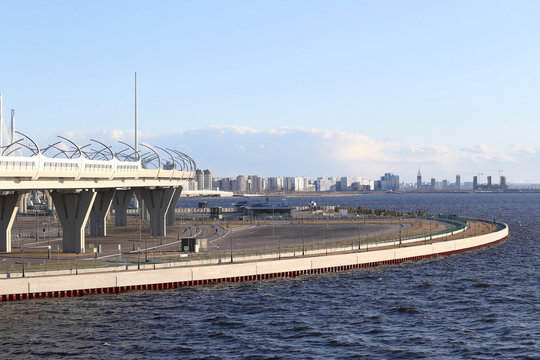 Side vew of the abandoned parking and the surrounding area subway station novorostovskaya.