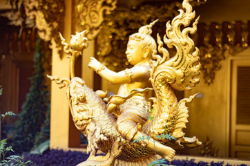 Fototapeta na wymiar A beautiful view of white temple at Chiang Rai, Thailand.