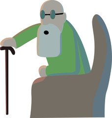 old man in chair vector illustration isolated