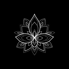 Ethnic Mandala ornament on black background. Henna tattoo design. Vector illustration