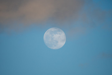 Full moon and cloud photographed on an early spring evening